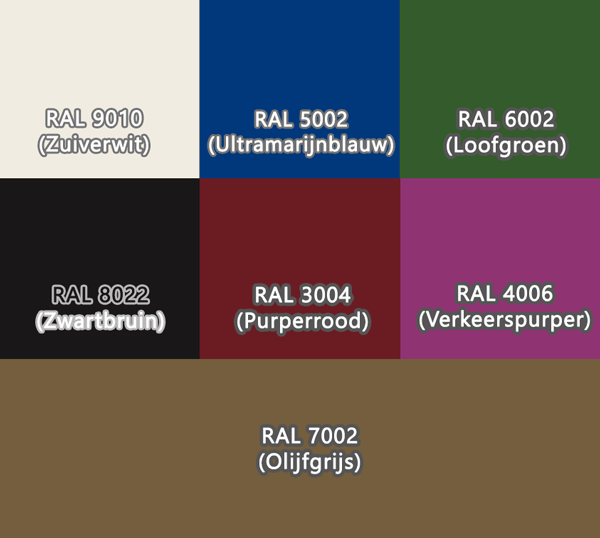 Kleuren die mooi combineren met RAL 7002 - Olijfgrijs