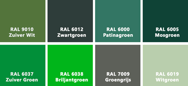Populaire groene RAL tinten