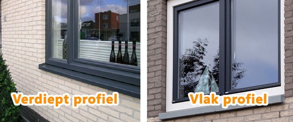 Verdiept profiel en vlak profiel voorbeelden in een 2-onder-1-kap woning